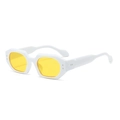 Lunettes de soleil polygonales rétro avec monture blanche épaisse et verres jaunes - Monture Blanche Verres Jaunes