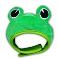Cute green plush frog hat with large 3D eyes and adjustable strap for small pets - Frog