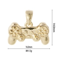 Golden game controller pendant details with dimensions 14x16mm and 1.5g weight - Gold Gamepad