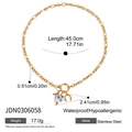 Collier en acier inoxydable doré avec pendentif cœur bleu et détails précis de dimensions - Pendentif Fer à Cheval Coeur en Céramique Bleue (JDN0306058)