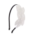 Bohemian style beaded headband with white leaf sequins and elegant black base for parties - Style 5 (White)