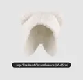 White teddy bear fleece hat with ear flaps for large head sizes 60-65cm - Swallowtail Bear-White