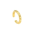 Ear cuff minimalista in argento S925 con trama geometrica a borchie piramidali dorate - Pezzo Singolo / Oro 18K