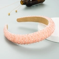 Handgefertigter rosa Perlenhaarreif mit dicker Polsterung und luxuriöser Kristallverzierung - Champagnerrosa