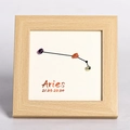Aries zodiac natural crystal stone wooden photo frame with date for home decor - Aries