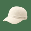Creamy wool blend knit baseball cap with horizontal stripes in a minimalist style - M (56-58cm) / White