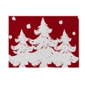 Red Christmas placemat with white Nordic trees and durable heat resistant woven texture - CD27-19 (Red Three Trees)