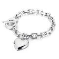 Bracciale a catena in argento con ciondolo a cuore e chiusura a levetta OT in acciaio - Bracciale Color Acciaio (KB152758-Z)