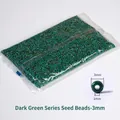 DIY 3mm dark green glass seed beads in transparent packaging for jewelry making - Dark Green Tones Mixed 3mm