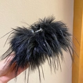 Pince à cheveux chic en fausse fourrure noire à fibres longues pour coiffures d'hiver - 1# Noir 13CM Pince à Cheveux Plume