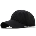 Close-up of black breathable baseball cap with laser-cut ventilation holes and quick-dry fabric - One Size(Adjustable) / Black