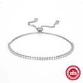 Verstellbares S925 Sterlingsilber Tennisarmband mit funkelnden Zirkonia-Steinen - 925er Silber / Weißgold