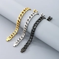 Pulsera de cadena cubana plana en oro, plata y negro con cierre de presión - Cierre de Joyería (Ancho 9mm Largo 21cm) / Dorado
