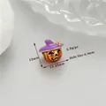 Halloween pumpkin bead charm with purple wizard hat and enamel finish for DIY bracelets - Golden Pumpkin Head