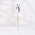 Professional silver makeup brush with flat white bristles and minimalist sleek handle - G1132 Flat Top Stippling Brush (Large)