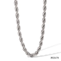 Collier en maille corde en acier inoxydable argenté poli avec un design torsadé épuré - Style Argent 2.8mm (PCD179)