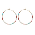 Orecchini a cerchio dorati boho con perline colorate Miyuki rosse blu e bianche - Stile C/Rosso Blu Bianco Oro