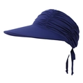 Dunkelblauer Sonnenhut mit breiter Krempe, Falten-Design und Schleife für Outdoor-Sport - Einheitsgröße / Marineblau