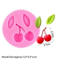 Stampo in silicone rosa per ciliegie e foglie, dimensioni 5,5x5,5x1cm - Forma di Ciliegia / Rosa