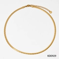 Collier ras de cou oméga minimaliste en acier inoxydable doré avec texture pour femme - 3mm Fin Texturé Or (KDD929)