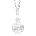 Collana con ciondolo a sfera traforata in argento, motivo floreale e cristalli - Argento