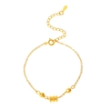 Adjustable 18K gold plated S925 sterling silver chain bracelet with cylindrical bead - Cylinder Luck Bead (K-374)