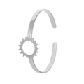Elegant silver open bangle with sunray motif in polished stainless steel for women - Y545-2 Silver Sunburst