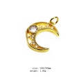 Gold moon pendant with pavé-set zircons for bracelets and necklaces, 15x17mm size - Zircon Moon (2#)