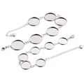 Silver stainless steel DIY bracelet base with round tray pendant and lobster clasp - Style 1