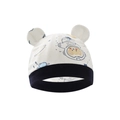 Berretto neonato color crema e blu scuro con stampa spaziale di orsetto astronauta - Cappello Astronauta Blu Notte