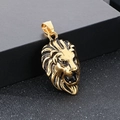 Colgante cabeza de león dorado con circonitas para hombre estilo joyería hip hop - Color Dorado Vintage KP40875-TOM