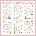 Waterproof PET scrapbooking stickers set, Galaxy Scroll series with 6 hand-drawn sheets - 6pcs / Starry Bright Dream