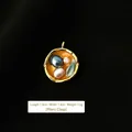 Vintage style gold pendant featuring baroque pearl and green enamel leaf design - Yellow Pearl Moon and Star Style (10)