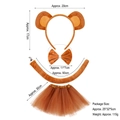 Bruine pluche apenkostuum set met oren hoofdband, vlinderdas, staart en tutu rok - Donkerbruine Aap 3-delige Set + Donkerbruine Gaas Rok