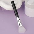 Silicone face mask brush with black handle and translucent white spatula head - Slanted Tail Style C / Black