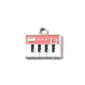 Pink and white piano keyboard alloy pendant with silver edging for DIY jewelry making - Pink UV Plated