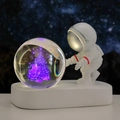 Astronaut night light with 3D laser engraved Santa Christmas tree crystal ball - Sphere / Santa Claus (Multicolor Light)