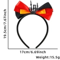 Halloween hoofdband met drielaagse satijnen strik en zwarte glitter skelet hand decor - Duivelsklauw Stijl