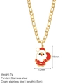 Gold stainless steel necklace with red and white enamel Santa Claus pendant - Santa Claus (G25)