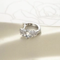 Silver 4mm zircon huggie hoop earring setting accessory for DIY jewelry making - 4mm Stone Setting Straight Pin Ear Buckle (Accessory 037) / Silver
