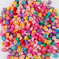 Colorful heart-shaped polymer clay smiley face beads for DIY jewelry making - Smiley Face Heart