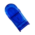 Blue translucent pill cutter with V-shaped slot and stainless steel blade divider - Transparent Blue Pill Cutter