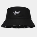 Detail eines schwarzen Anglerhuts aus Baumwolle mit Trendy-Stickerei und Innendruck - M(56-58cm) / Schwarz