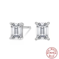 925 sterling silver geometric rectangular stud earrings with white gold finish - Rectangle Style (7x5mm)
