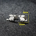 Minimalist stainless steel dinosaur studs featuring silhouette design measuring 12mm x 8mm - Flying Dragon / Silver