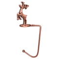 Bronze metal Christmas stocking holder with reindeer design for fireplace mantel - Reindeer / Copper