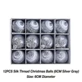 Set of 12 silver-grey 6cm Christmas balls with silk thread and glitter finish in a box - 12-piece Christmas Ball Made Of Silk Thread (6cm Silver-grey)