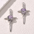 Violet square zircon silver cross daggers pendants for DIY jewelry making - 3# Purple Cross Sword