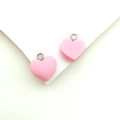Set of two pink resin heart-shaped pendants with metal rings for jewelry making - Pink Heart (17171) / 1 Piece/Pack (13x14mm) / Pink