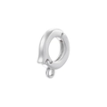 Macro shot of silver plated round spring jewelry clasp with high polish for DIY bracelets - VK251 Silver Smooth Round Clasp